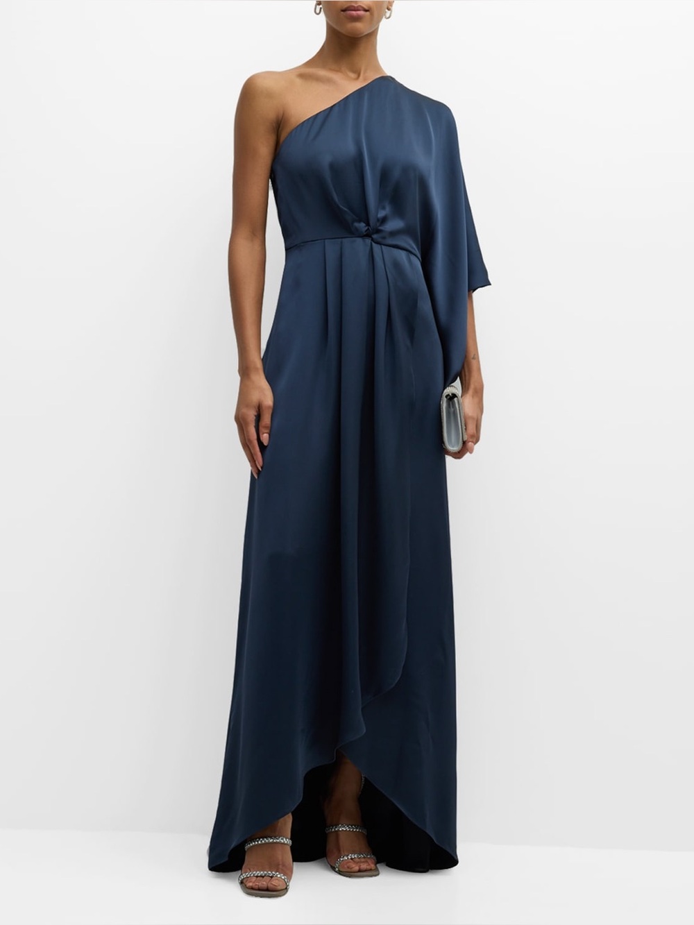 Ramy Brook Simone One-Shoulder Navy Evening Gown